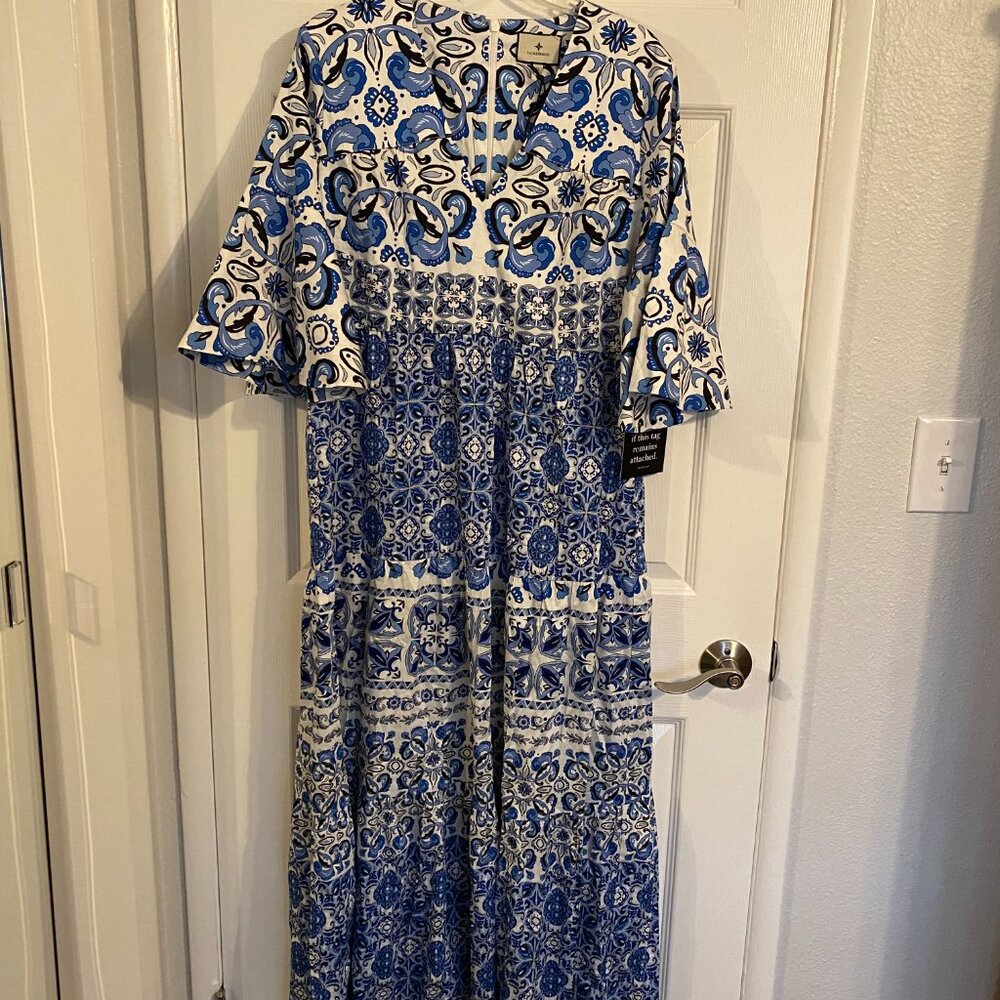 Tuckernuck Blue and White Printed Maxi Dress - Picture 2 of 9